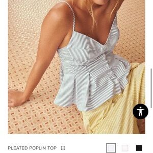 Zara Black and White Pleated Peplum Camisole